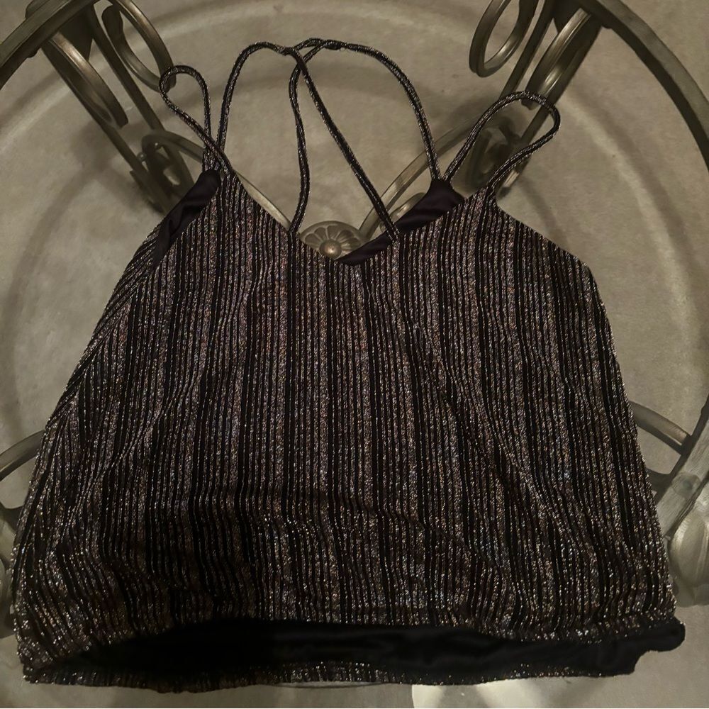 Express metallic black and gold tank